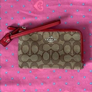 Authentic Coach double zip wristlet.